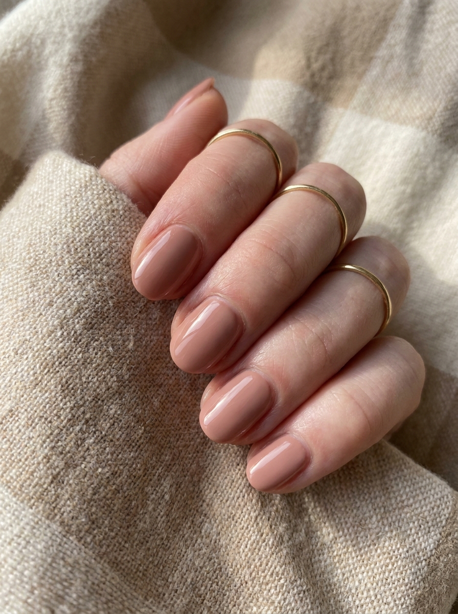 Rosy Beige Nails als schlichte neutrale Herbstmaniküre 2026